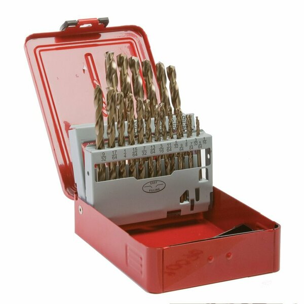 Forney 21-Piece 8 Percent Cobalt Drill Bit Set, 135 Degree Split Point 1/16 in - 3/8 in x 64ths 20070